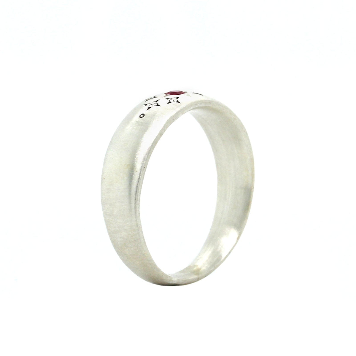 Adel Chefridi Sterling Silver with Satin Finish Ruby Ring