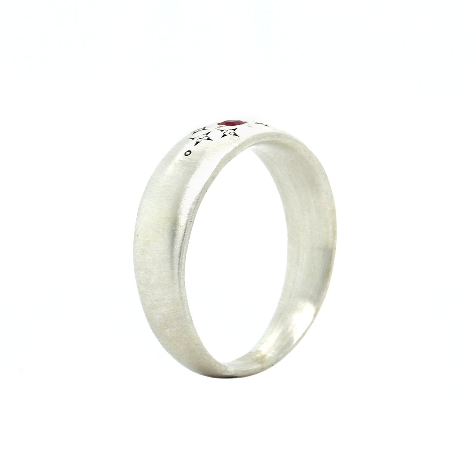 Adel Chefridi Sterling Silver with Satin Finish Ruby Ring