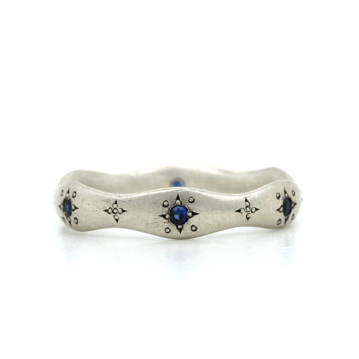 Adel Chefridi Sterling Silver Sapphire Wavy Ring