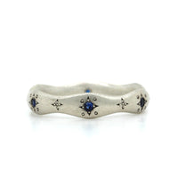 Adel Chefridi Sterling Silver Sapphire Wavy Ring