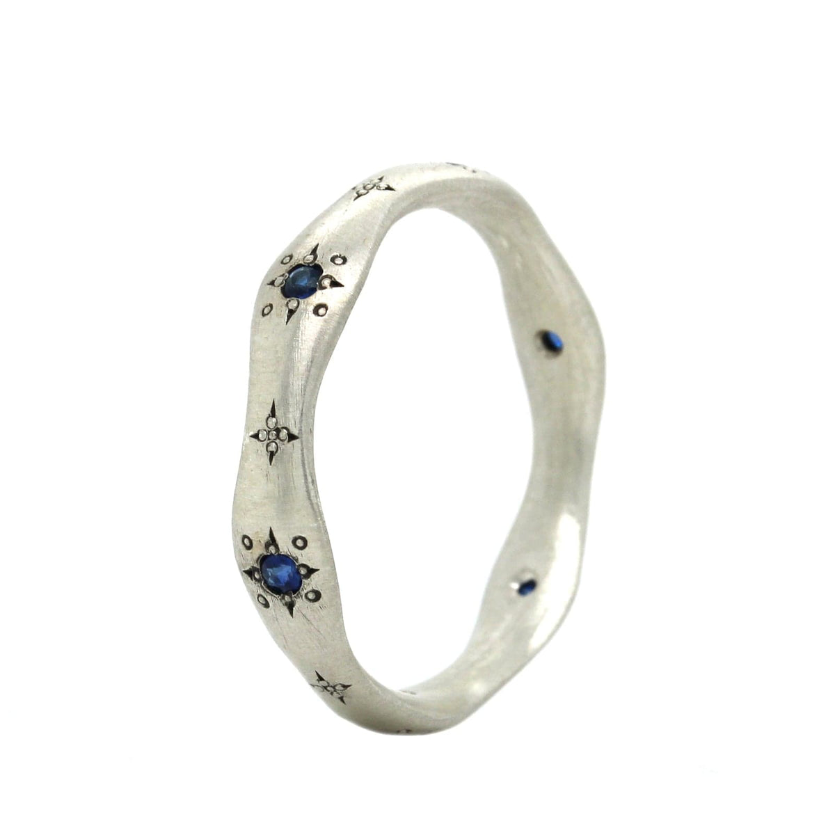 Adel Chefridi Sterling Silver Sapphire Wavy Ring
