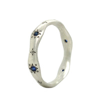 Adel Chefridi Sterling Silver Sapphire Wavy Ring