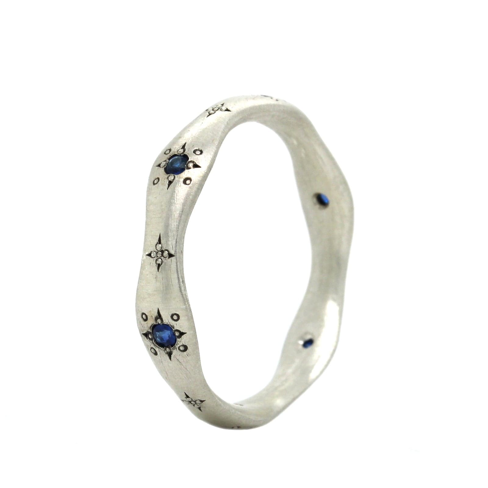Adel Chefridi Sterling Silver Sapphire Wavy Ring