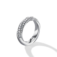 Cable Edge Band Ring in Recycled Sterling Silver with Pavé Diamonds, Long's Jewelers