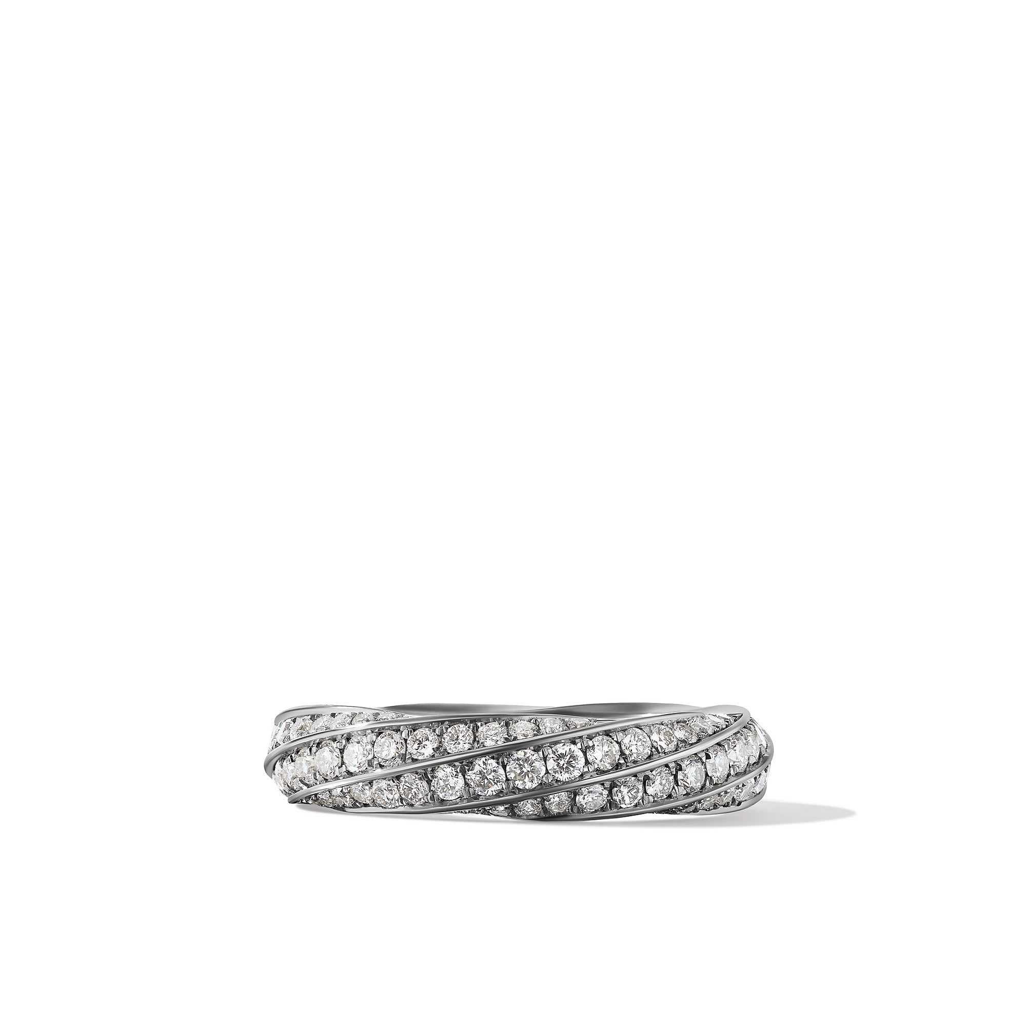Cable Edge Band Ring in Recycled Sterling Silver with Pavé Diamonds, Long's Jewelers