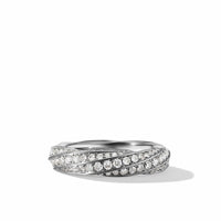 Cable Edge Band Ring in Recycled Sterling Silver with Pavé Diamonds, Long's Jewelers