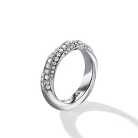 Cable Edge Band Ring in Recycled Sterling Silver with Pavé Diamonds, Long's Jewelers