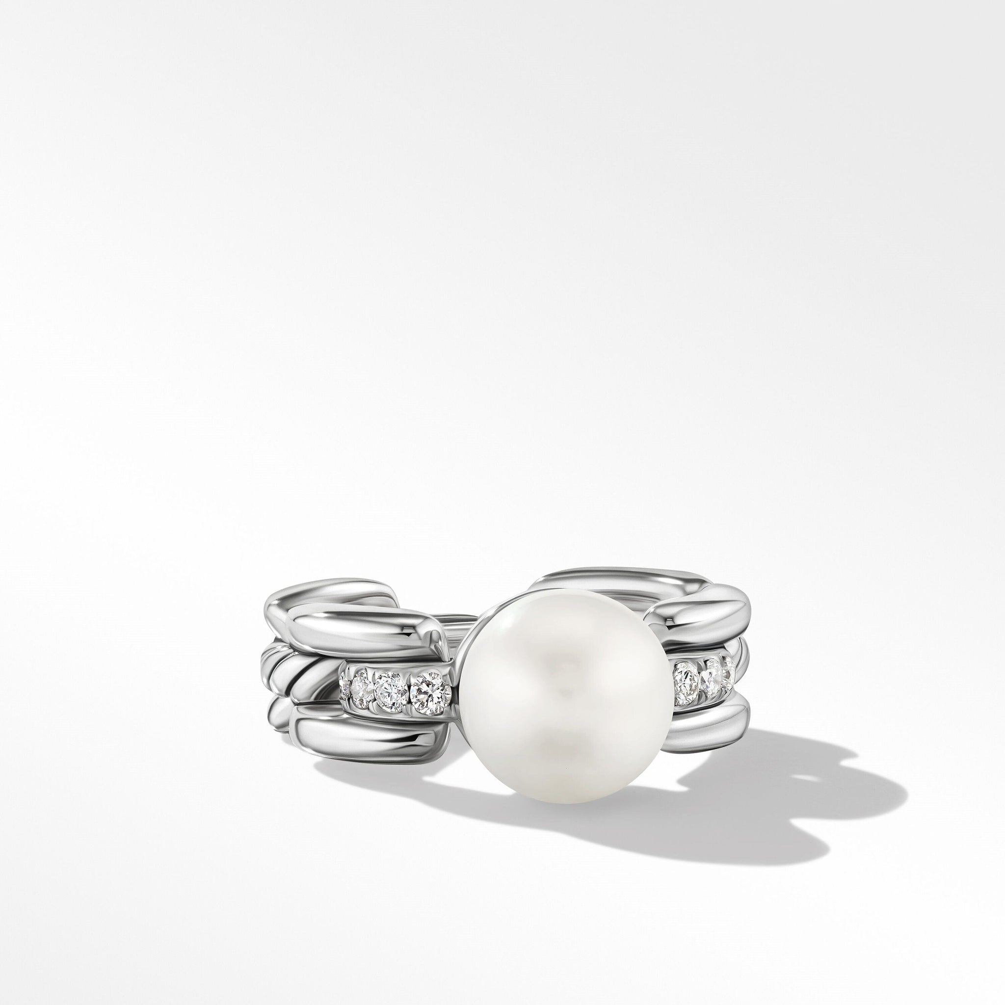 DY Madison® Pearl Ring in Sterling Silver with Pavé Diamonds