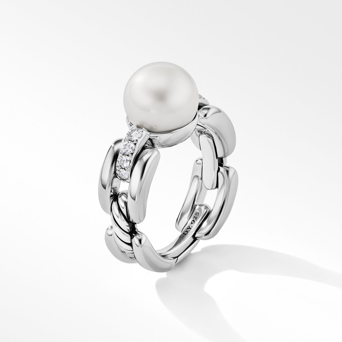 DY Madison® Pearl Ring in Sterling Silver with Pavé Diamonds