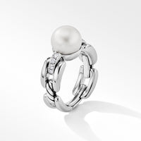 DY Madison® Pearl Ring in Sterling Silver with Pavé Diamonds