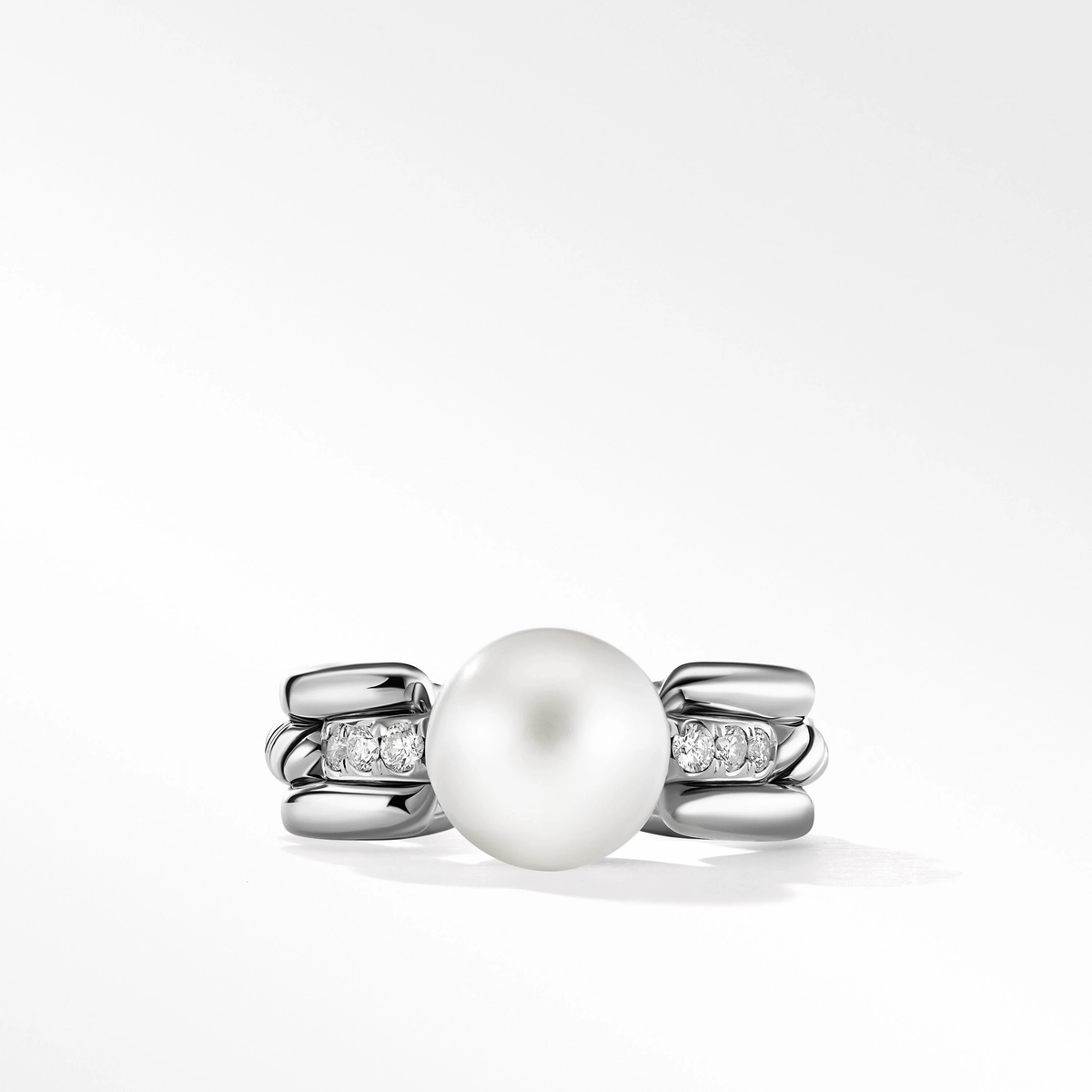 DY Madison® Pearl Ring in Sterling Silver with Pavé Diamonds