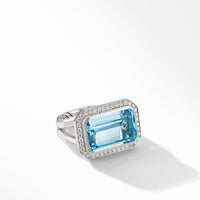 Novella Statement Ring with Blue Topaz and Pavé Diamonds, Long's Jewelers