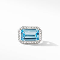 Novella Statement Ring with Blue Topaz and Pavé Diamonds, Long's Jewelers