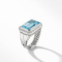 Novella Statement Ring with Blue Topaz and Pavé Diamonds, Long's Jewelers