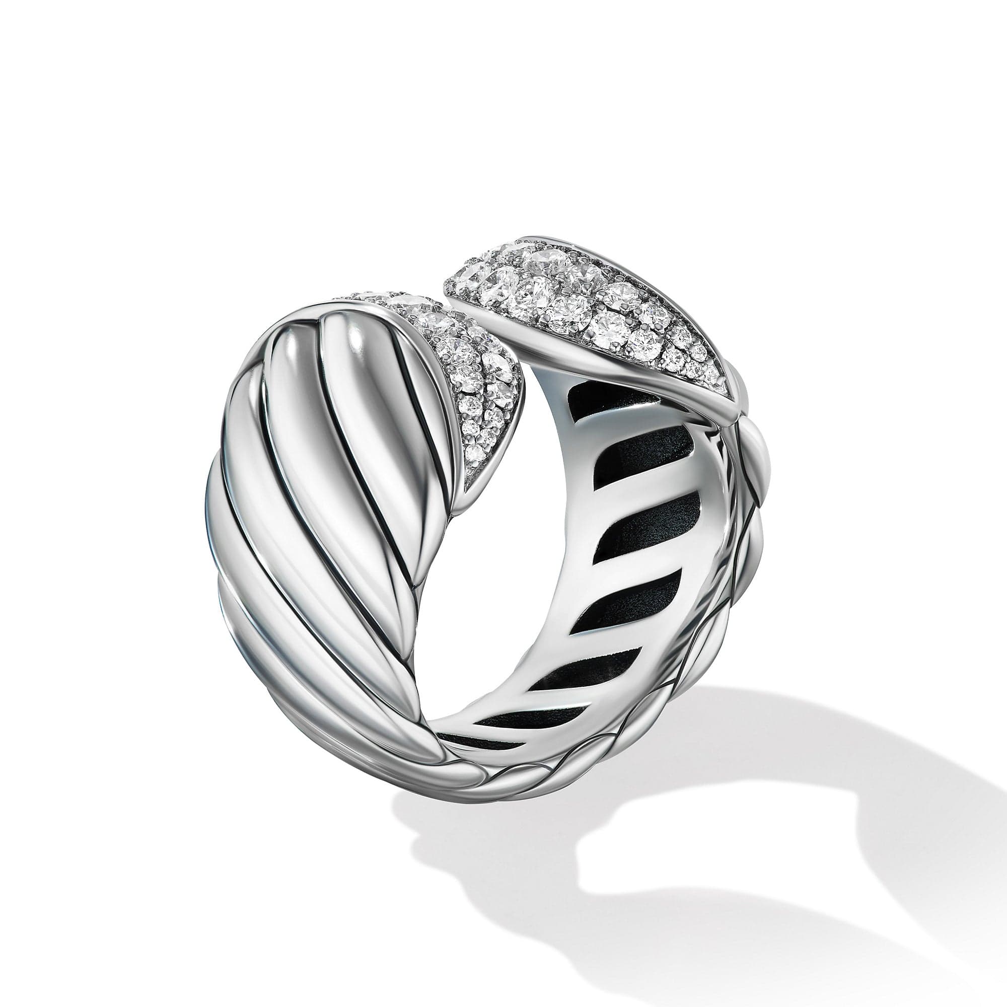 Sculpted Cable Ring with Pavé Diamonds, Long's Jewelers