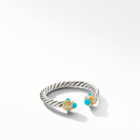 Renaissance Ring in Sterling Silver with Turquoise, 14K Yellow Gold and Diamonds