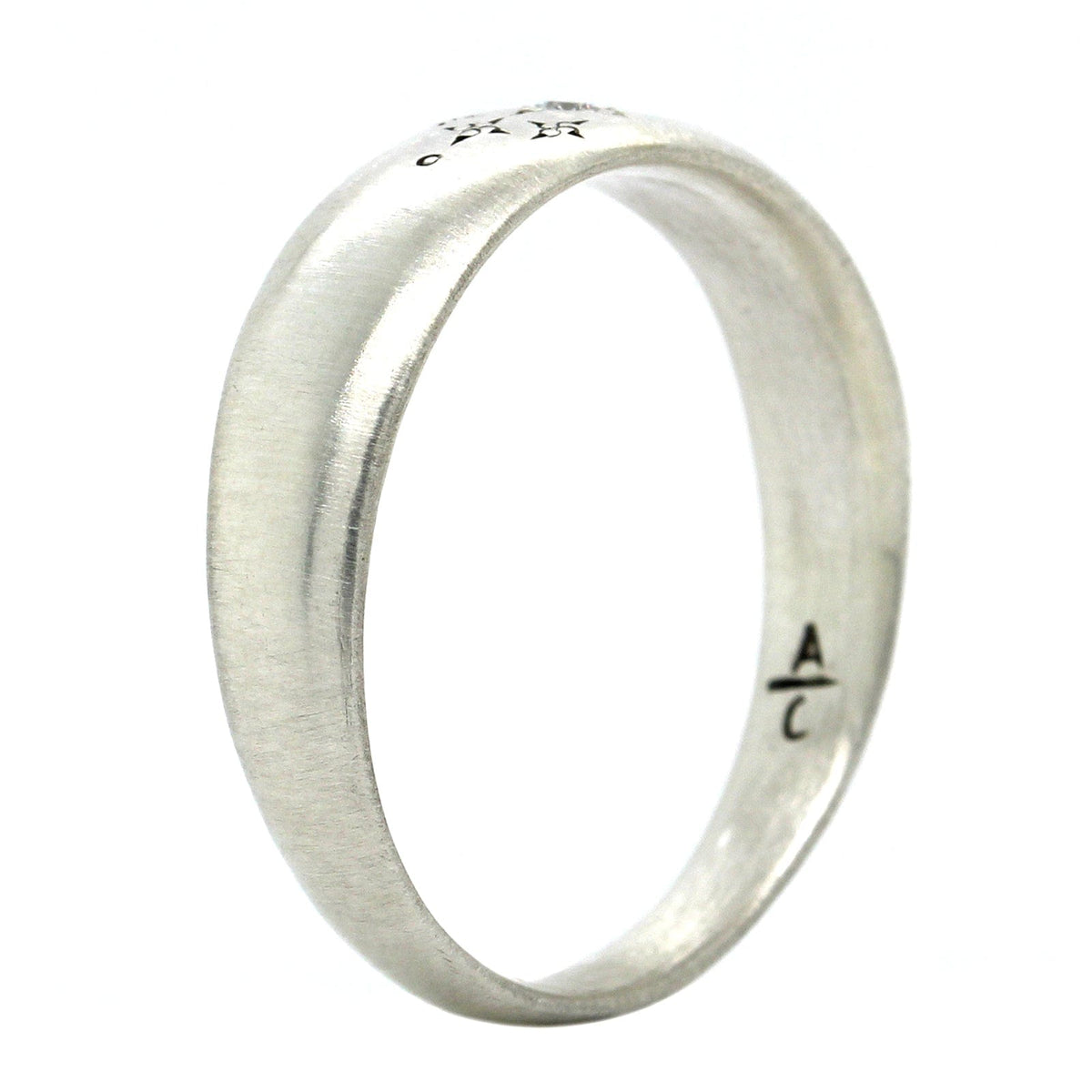 Sterling Silver Tapered Diamond Etched Band