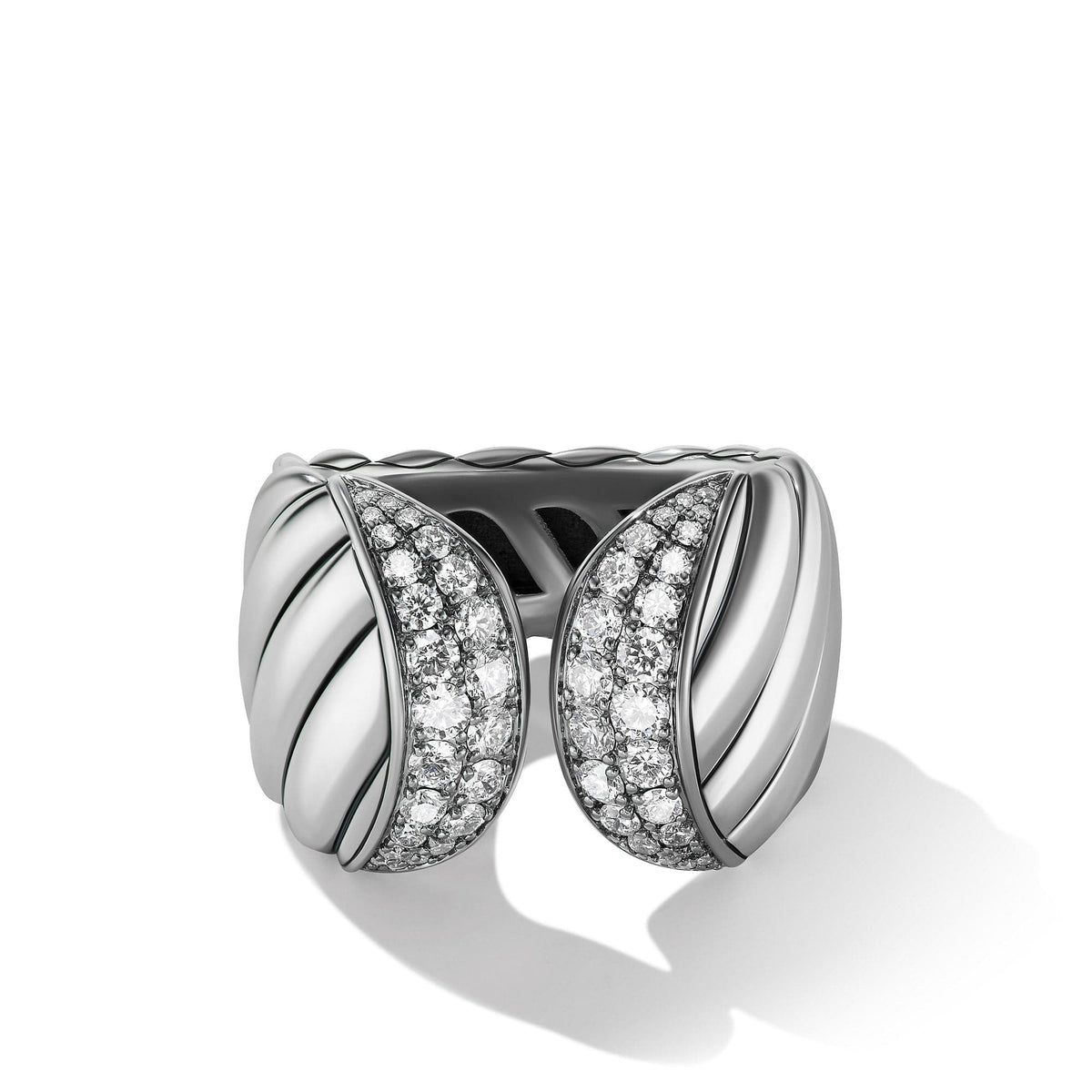 Sculpted Cable Ring with Pavé Diamonds Long's Jewelers