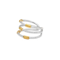 Sterling Silver and 24K Yellow Gold Bead Station 3 Row Ring, Long's Jewelers