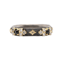 Blackened Sterling Silver and Gold Crivelli Diamond and Sapphire Ring, Sterling silver and 18k yellow gold', Long's Jewelers