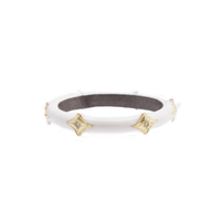Armenta Sterling Silver and 14K Yellow Gold Champagne Diamond White Enamel Ring