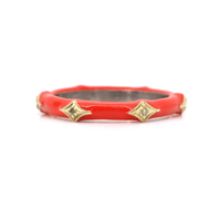 Armenta Sterling Silver and 14K Yellow Gold Champagne Diamond Red Enamel Ring
