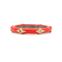 Armenta Sterling Silver and 14K Yellow Gold Champagne Diamond Red Enamel Ring