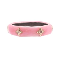 Armenta Sterling Silver and 14K Yellow Gold Champagne Diamond Pink Enamel Ring