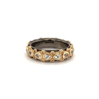 Armenta Blackened Sterling Silver White Pear Shape Sapphire Band