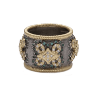 Armenta Sterling Silver Blue Green Tourmaline Wide Band