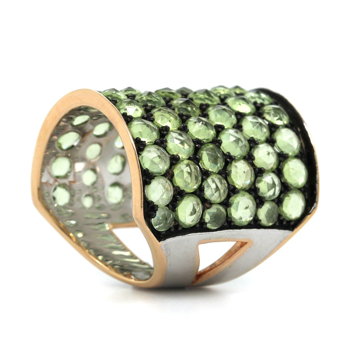 Etho Maria Sterling Silver and 18K Rose Gold Peridot Ring