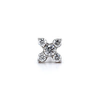 14K White Gold Ava Bea "X" Single Stud Diamond Earring