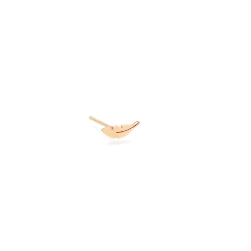 14K Yellow Gold Feather Stud Earrings