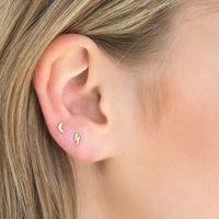 14K Yellow Gold Lightning Bolt Stud Earring