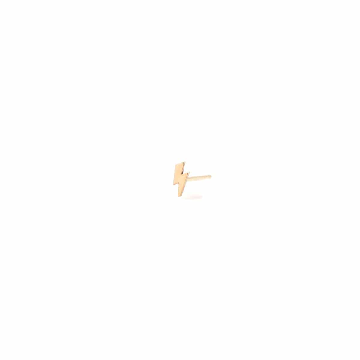 14K Yellow Gold Lightning Bolt Stud Earring