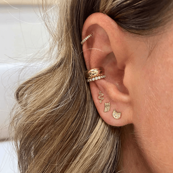 14K Yellow Gold Cat Stud Earring, 14k yellow gold, Long's Jewelers