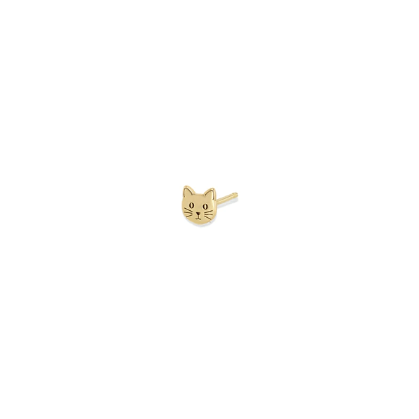 14K Yellow Gold Cat Stud Earring, 14k yellow gold, Long's Jewelers