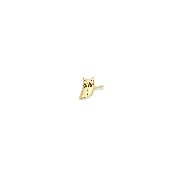 14K Yellow Gold Owl Stud Earring, 14k yellow gold, Long's Jewelers