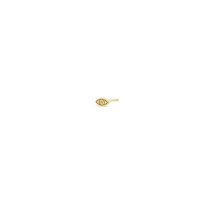 14K Yellow Gold Diamond Evil Eye Stud Earring, 14k yellow gold, Long's Jewelers