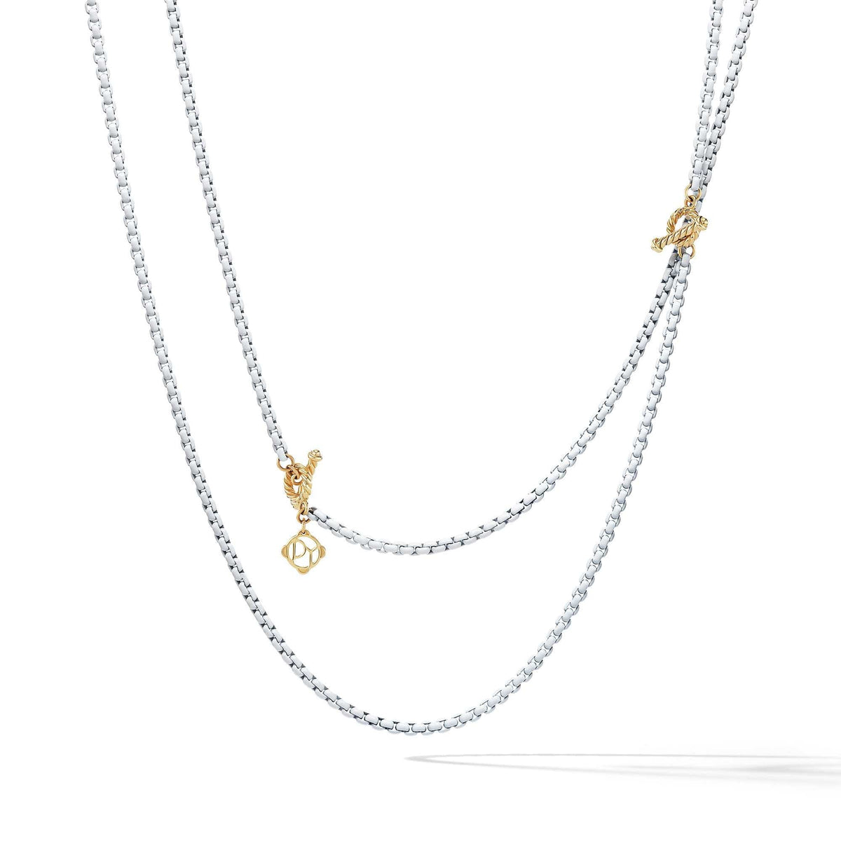 DY Bel Aire Chain Necklace in White with 14K Gold Accents