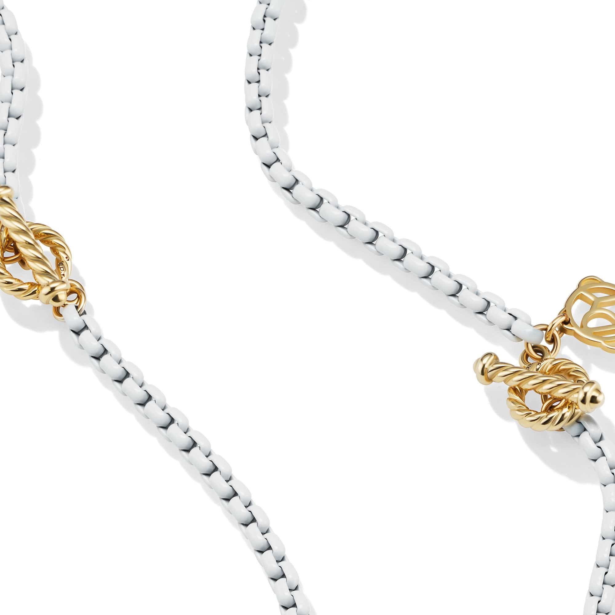 DY Bel Aire Chain Necklace in White with 14K Gold Accents