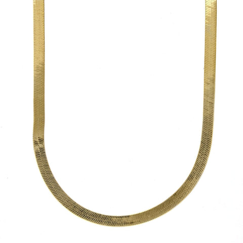 Solid Herringbone Chain Necklace 14K Yellow Gold 18