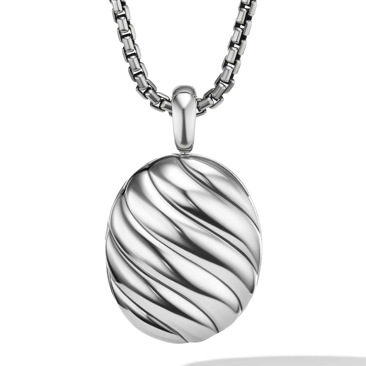 Sculpted Cable Locket Amulet, Sterling Silver, Long's Jewelers