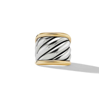 Sculpted Cable Saddle Ring with 18K Yellow Gold
