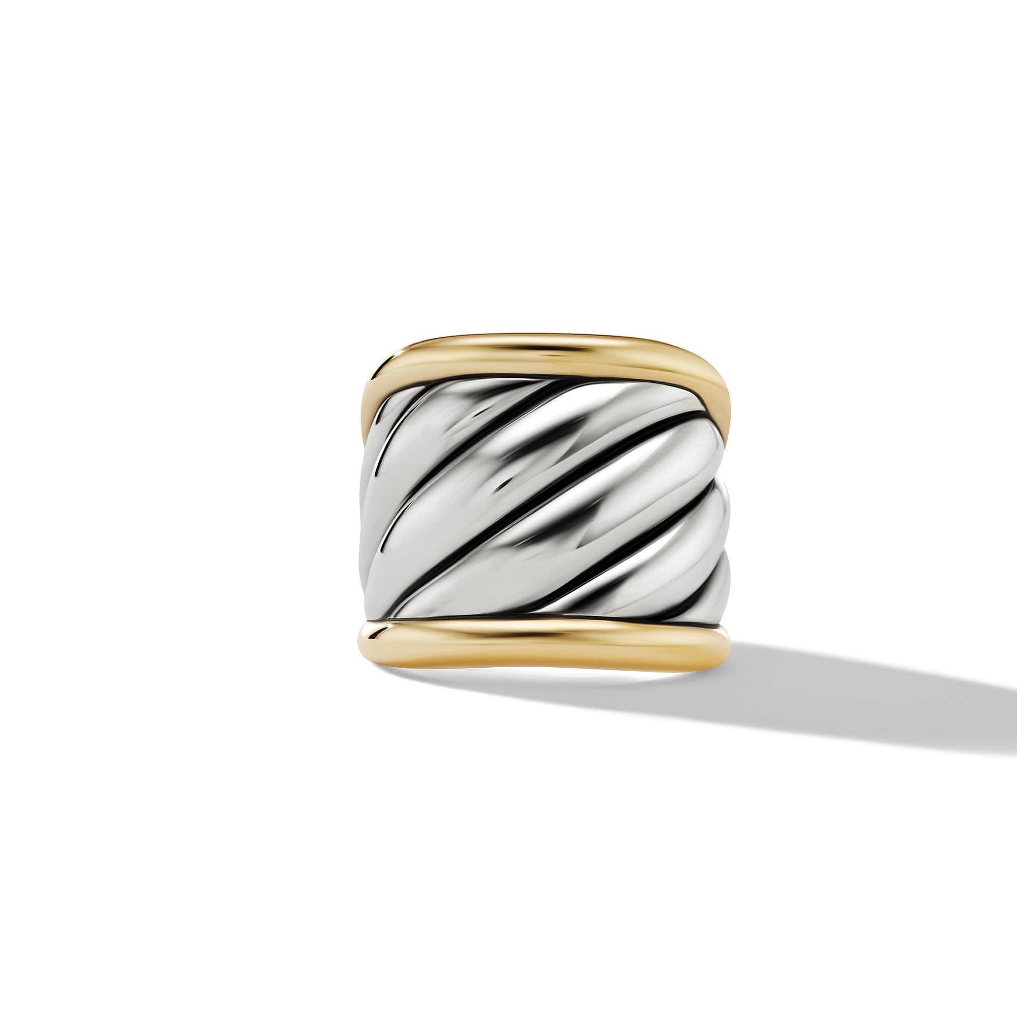 Sculpted Cable Saddle Ring with 18K Yellow Gold