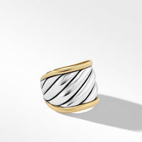 Sculpted Cable Saddle Ring with 18K Yellow Gold, Sterling Silver, Long's Jewelers