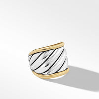Sculpted Cable Saddle Ring with 18K Yellow Gold, Sterling Silver, Long's Jewelers