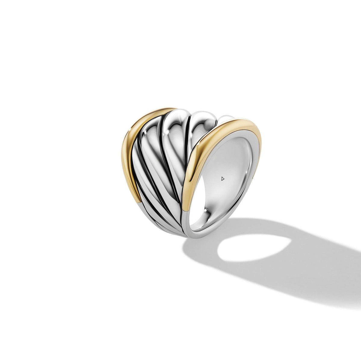 Sculpted Cable Saddle Ring with 18K Yellow Gold