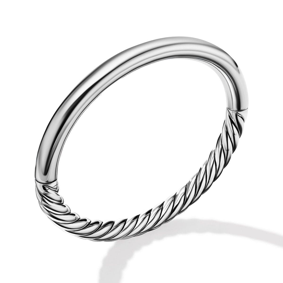 Sculpted Cable and Smooth Bangle Bracelet, Sterling Silver, Long's Jewelers