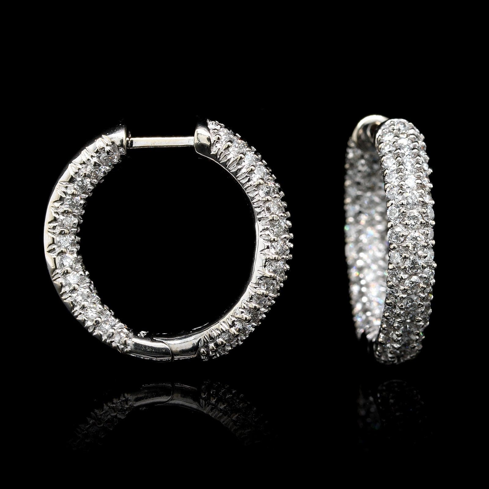 Sonia B. 18K White Gold Estate Diamond Inside Out Hoops, Gold, Long's Jewelers